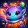 Colorful stylized cat avatar with expressive eyes against a bright background